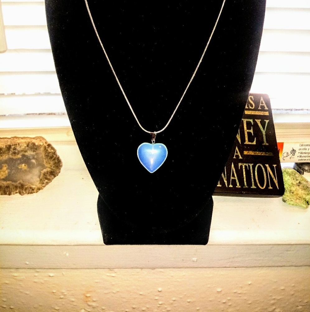 Handcrafted Heart Opal 925 Silver Necklace